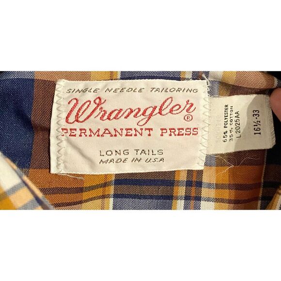 Wrangler‎ VTG Mens Sz 16.5 33 Western Shirt Button Up Long Sleeve Pearl Buttons - Picture 4 of 13